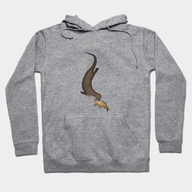 North American River Otter & Fish Hoodie by OtterFamily